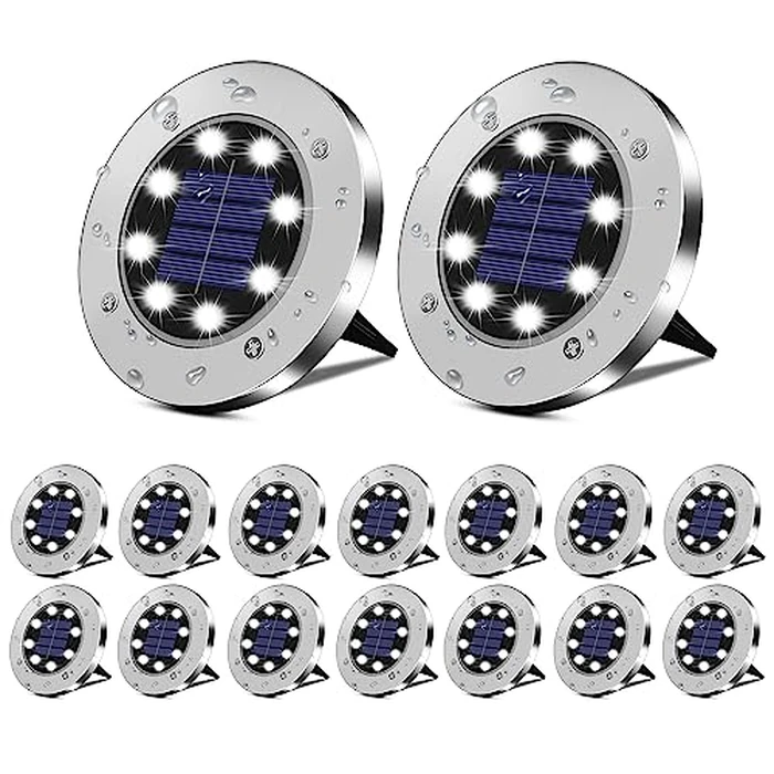 DUUDO Solar Lights Outdoor 16 Pack, Solar Garden Outdoor Waterproof Pathway Lights Bright In-Ground Light Outdoor Lighting Decor for Lawn, Patio, Yard, Driveway, Step and Walkway White Light by DUUDO - Image 1