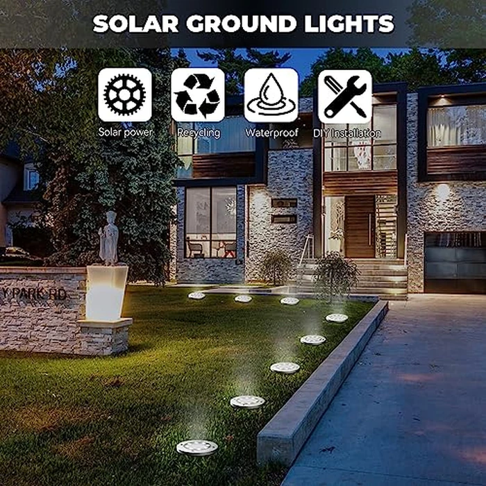 DUUDO Solar Lights Outdoor 16 Pack, Solar Garden Outdoor Waterproof Pathway Lights Bright In-Ground Light Outdoor Lighting Decor for Lawn, Patio, Yard, Driveway, Step and Walkway White Light by DUUDO - Image 4