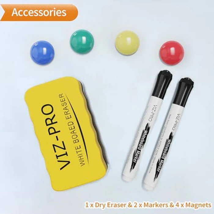 VIZ-PRO Magnetic Whiteboard/Dry Erase Board with Black Aluminium Frame, 18 X 12 Inches, Includes 1 Eraser & 2 Markers & 4 Magnets by VIZ-PRO - Image 5