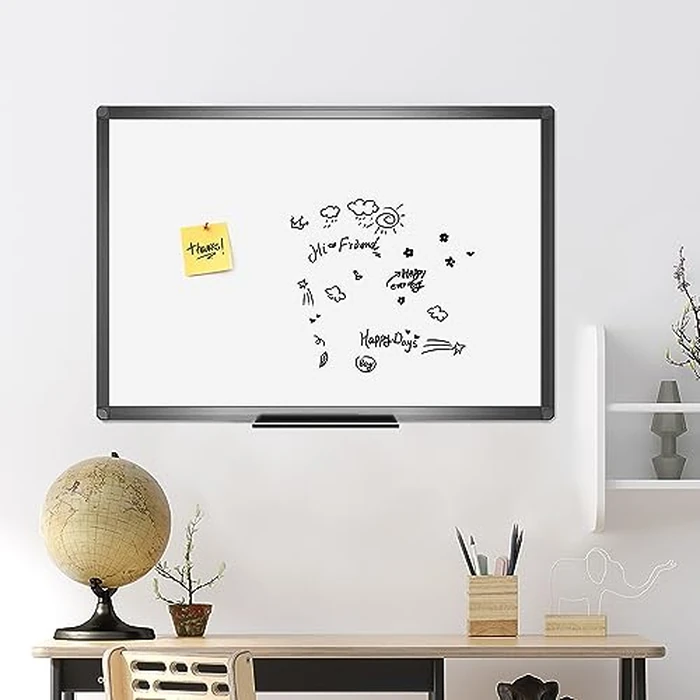 VIZ-PRO Magnetic Whiteboard/Dry Erase Board with Black Aluminium Frame, 18 X 12 Inches, Includes 1 Eraser & 2 Markers & 4 Magnets by VIZ-PRO - Image 6