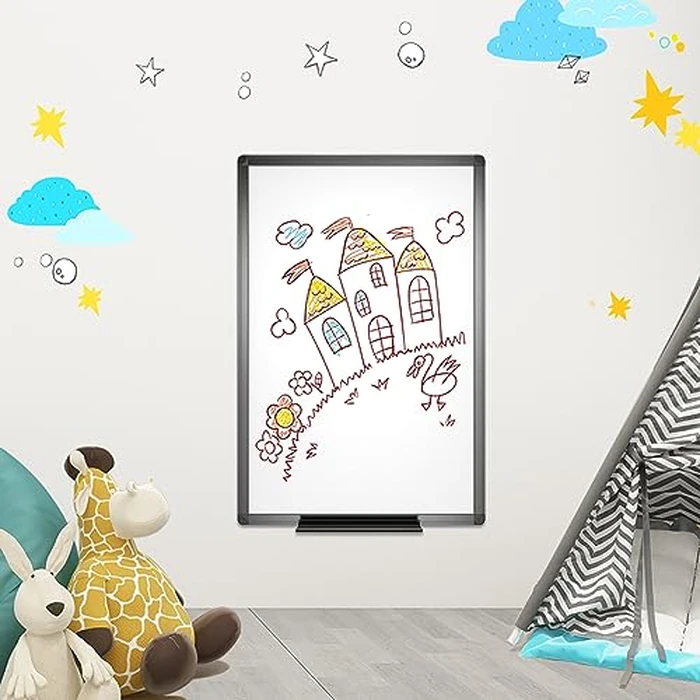 VIZ-PRO Magnetic Whiteboard/Dry Erase Board with Black Aluminium Frame, 18 X 12 Inches, Includes 1 Eraser & 2 Markers & 4 Magnets by VIZ-PRO - Image 7