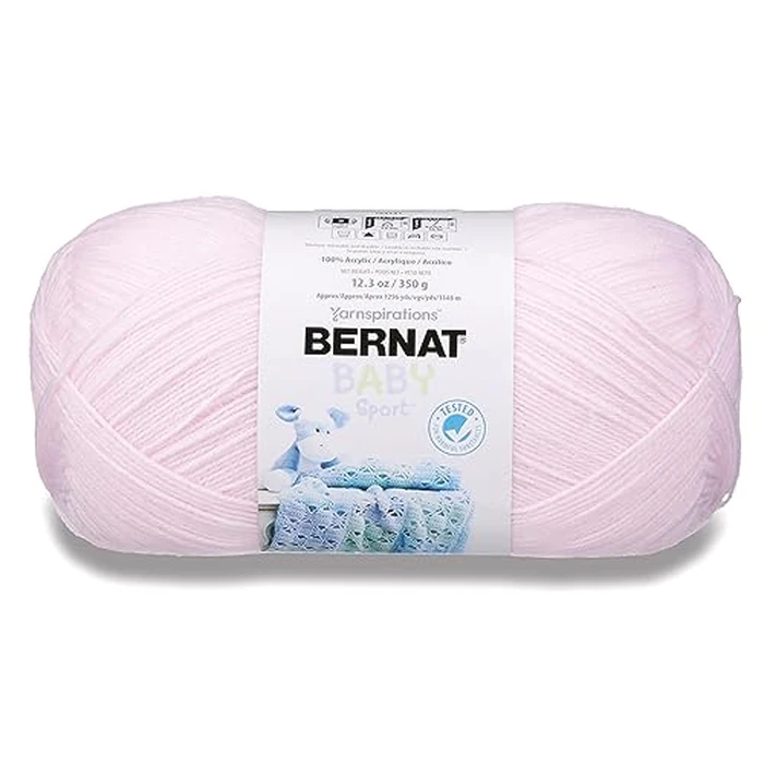 Bernat Baby Sport BB Baby Pink Yarn - 1 Pack of 12.3oz/350g - Acrylic - #3 Light - 1256 Yards - Knitting/Crochet, Pink by Bernat - Image 1