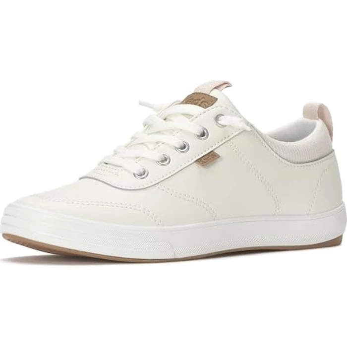 Keds Women's Center Iii Slip on Fashion Sneaker, White/Blush Leather, 9.5 Wide by Keds - Image 1