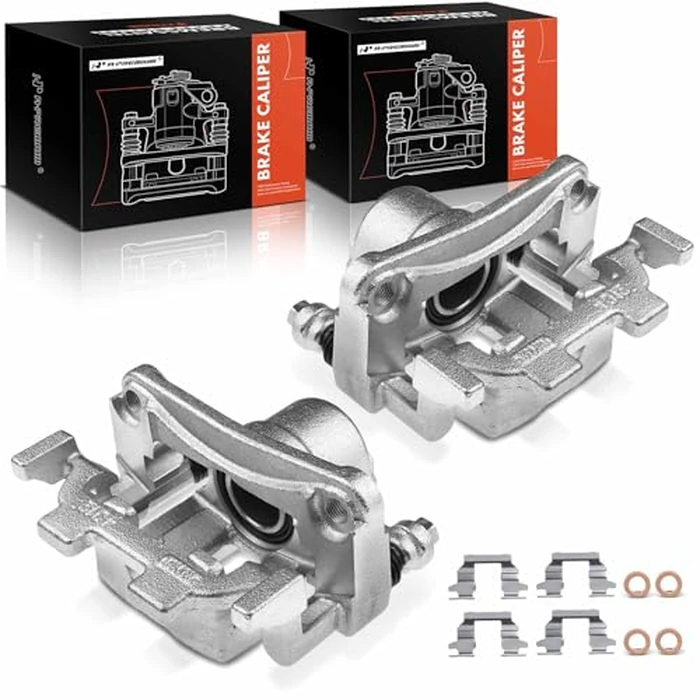 A-Premium Disc Brake Caliper Assembly with Bracket Compatible with Select Infiniti Models - G35 2007-2008, G37 2009, Fit the model with 308mm Rear Disc & 320mm Front Disc - Rear Driver and Passenger by A-premium - Used - Acceptable condition