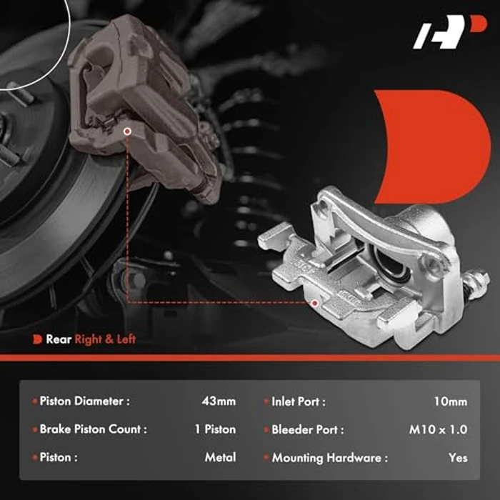 A-Premium Disc Brake Caliper Assembly with Bracket Compatible with Select Infiniti Models - G35 2007-2008, G37 2009, Fit the model with 308mm Rear Disc & 320mm Front Disc - Rear Driver and Passenger by A-premium - Image 2