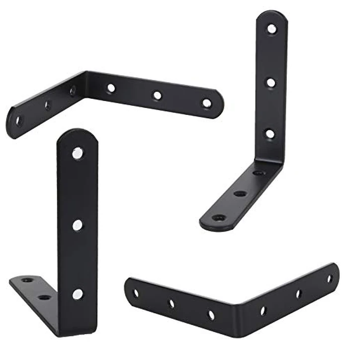 LISHINE 16 PCS Black L Brackets for Wood, 4" x 4" Corner Bracket Heavy Duty L Corner Brace Metal Right Angle Brackets for Shelves, Furniture, Bedframe, Cabinet, Drawer, Chair, Thickness 3MM by LISHINE - Image 4