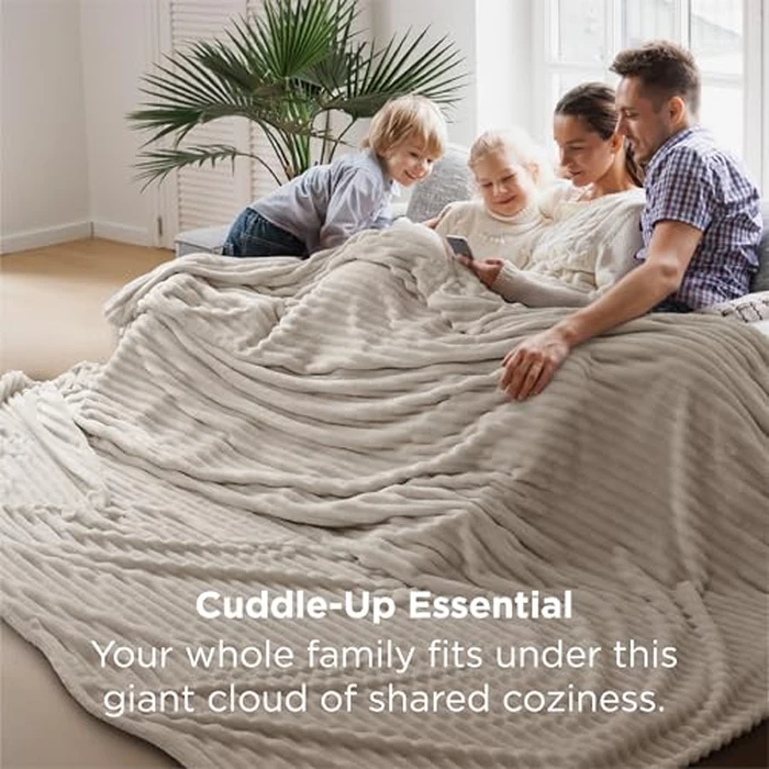 Bedsure GentleSoft Large Fleece Blanket for Bed - Cozy Soft Throw Blankets for Women, Cute Large Throws for Girls, Beige, 120x120 Inches by Bedsure - Image 4