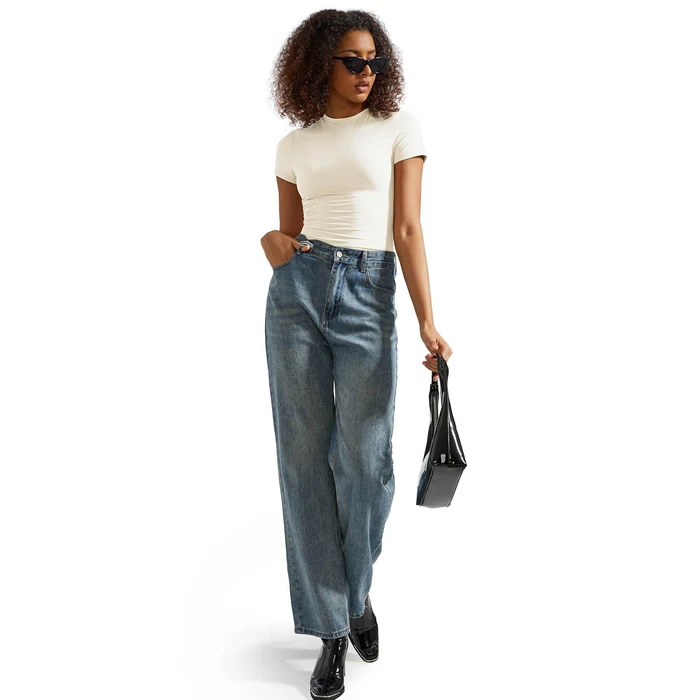 SUUKSESS Women Double Lined Fitted Basic Tee Shirts Crew Neck Short Sleeve Y2K Going Out Crop Tops (Pearl, L) by SUUKSESS - Image 8