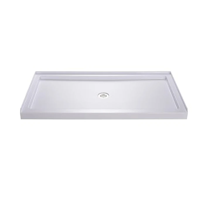 DreamLine SlimLine 34 in. D x 54 in. W x 2 3/4 in. H Center Drain Single Threshold Shower Base in White, DLT-1134540 by DreamLine - Image 1