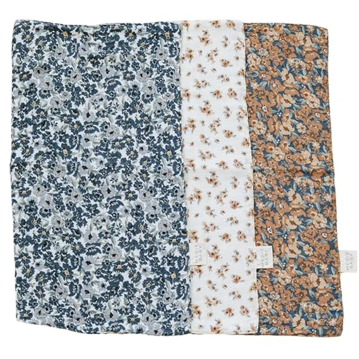 Mebie Baby Burp Cloths, Vintage Florals, Muslin Burp Cloth Set for Spit Up, Drool, and More, Boho Burp Cloths for Baby Boy and Girl, Baby Must Haves for Registry Lists and Gifts for Newborns by Mebie Baby - Image 1