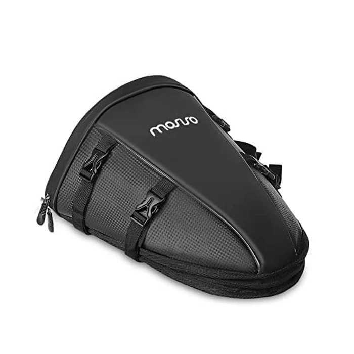 MOSISO Motorcycle Tail Bag Multifunctional Waterproof Polyester Storage Saddle Bag, 10L Outdoor Sports Motorbike Rear Seat Light Tank Handbag Tool Carry Pouch with Shoulder Strap, Black by MOSISO - Used - Very Good condition