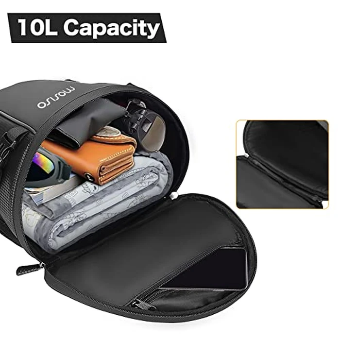 MOSISO Motorcycle Tail Bag Multifunctional Waterproof Polyester Storage Saddle Bag, 10L Outdoor Sports Motorbike Rear Seat Light Tank Handbag Tool Carry Pouch with Shoulder Strap, Black by MOSISO - Image 2