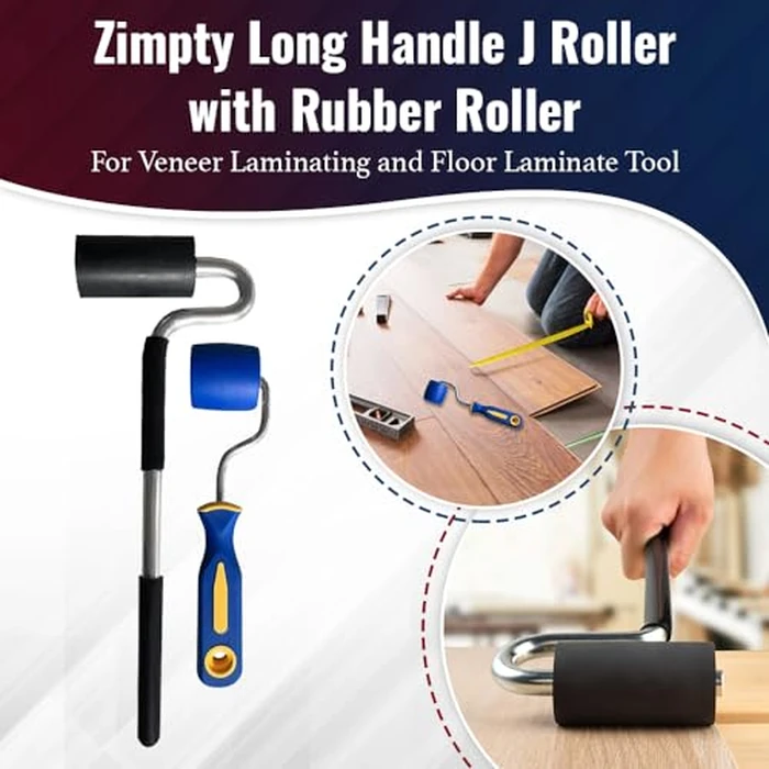 Zimpty ZY364 Long Handle J Roller with Rubber Roller, 1-1/2 Inch by 3 Inch for Veneer Laminating and Floor Laminate Tool by Zimpty - Image 2