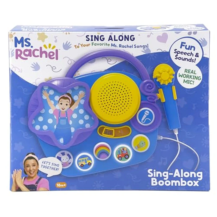 eKids Ms Rachel Karaoke Microphone with Boombox for Fans of Toddler Toys, Kids Karaoke Machine with Built in Music, Great Gifts for Kids by eKids - Image 6