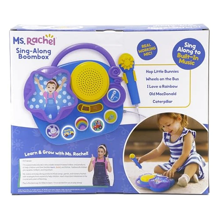 eKids Ms Rachel Karaoke Microphone with Boombox for Fans of Toddler Toys, Kids Karaoke Machine with Built in Music, Great Gifts for Kids by eKids - Image 7
