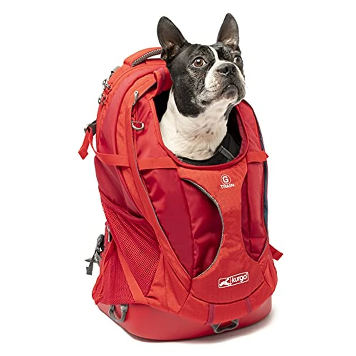 Kurgo Dog Carrier Backpack for Small Pets - Dogs & Cats | TSA Airline Approved | Cat | Hiking or Travel | Waterproof Bottom | G-Train | K9 Ruck Sack | Red,ZCR30-17137 by Kurgo - Image 1