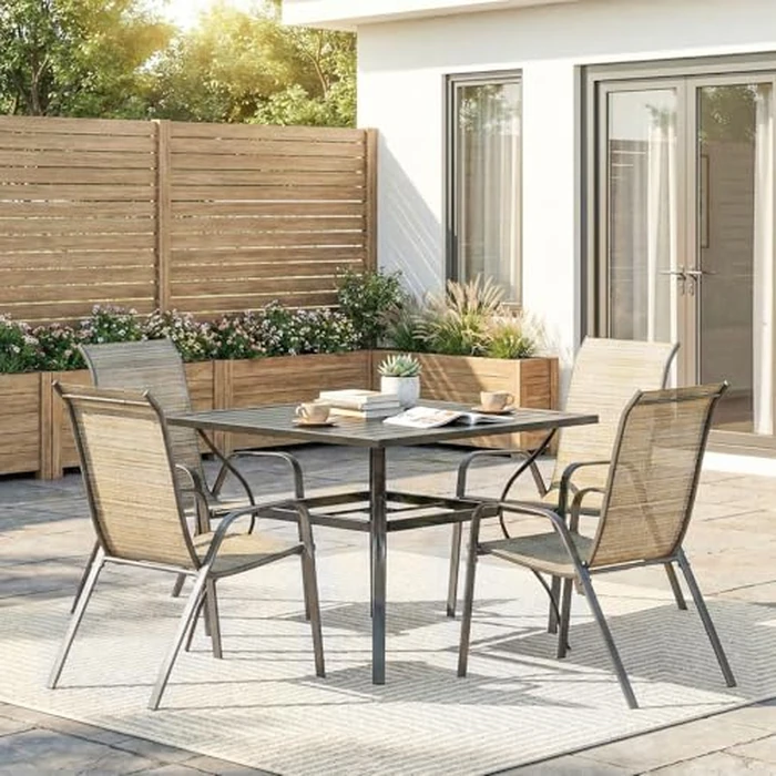 TLSUNNY Patio Chairs Set of 4, Stackable Textilene Outdoor Dining Furniture for All Weather, with 17.7″ Wide Seat & Metal Frame, for Garden, Backyard, Deck, Restaurant, Poolside by TLSUNNY - Image 9