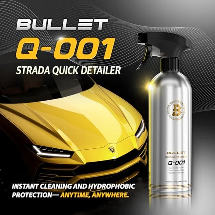 BULLET Q-001 Quick Detailer Spray Wax, Hydrophobic Shine, Ceramic Spray Coating for Durable Protection on Paint, Glass & Wheels, Powerful Water Beading, 16.9 oz Bottle by BULLET - Image 2