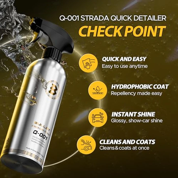 BULLET Q-001 Quick Detailer Spray Wax, Hydrophobic Shine, Ceramic Spray Coating for Durable Protection on Paint, Glass & Wheels, Powerful Water Beading, 16.9 oz Bottle by BULLET - Image 3
