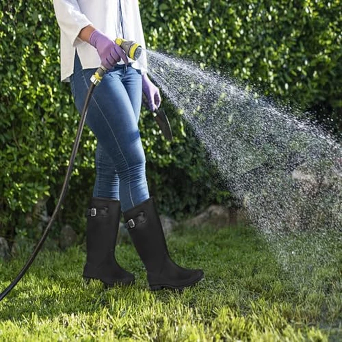 DKSUKO Women's Tall Rain Boots Garden Boots Waterproof Wellington Rubber Boots(8 B(M) US, Matte Black) by DKSUKO - Image 2
