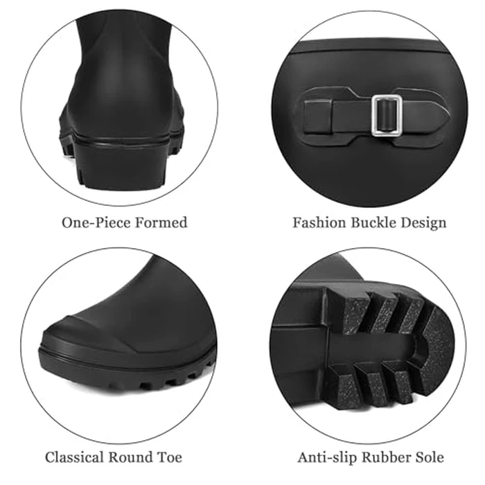 DKSUKO Women's Tall Rain Boots Garden Boots Waterproof Wellington Rubber Boots(8 B(M) US, Matte Black) by DKSUKO - Image 5