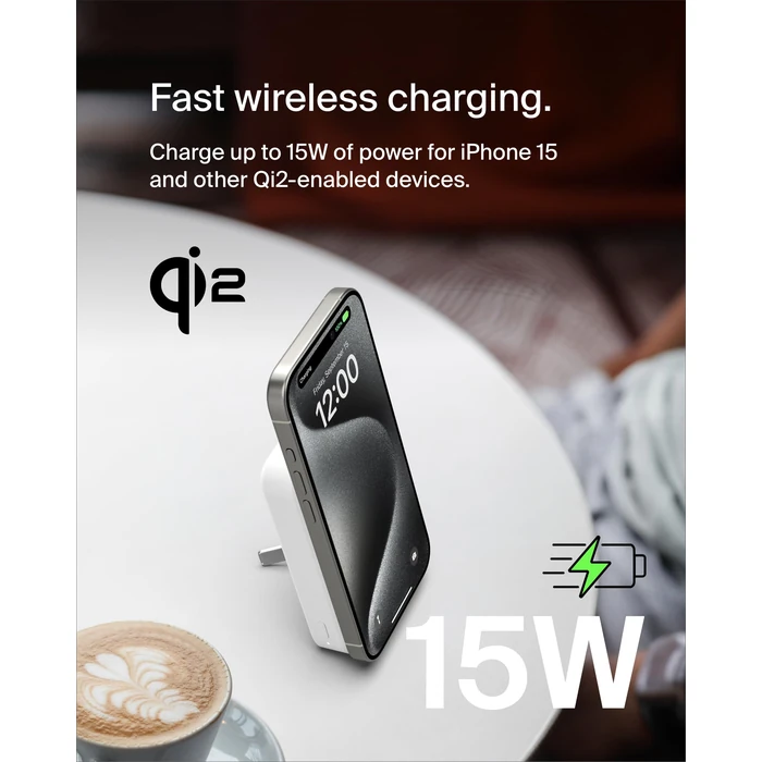 Belkin Portable Charger, Power Bank 10,000mAh w/ Qi2, Portable iPhone Charger - MagSafe Compatible w/Built-in Pop-up Kickstand for iPhone 16, 15, 14, 13, Plus, Pro, Pro Max, and More - White by Belkin - Image 6