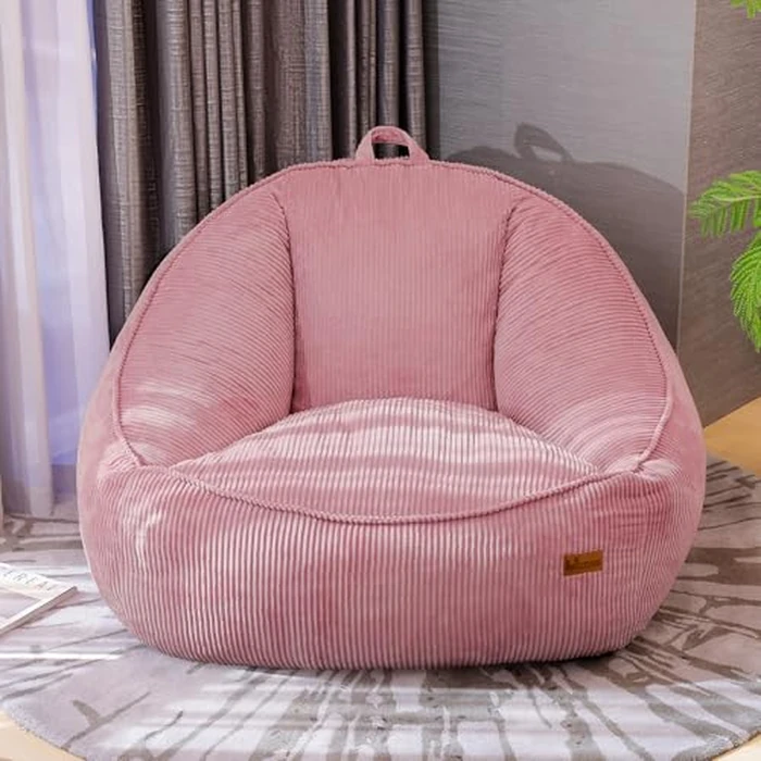 UODERS Bean Bag Chair for Adults & Kids, Giant Plush Corduroy Beanbag Sofa with Filling, Comfy Chairs with Handle for Living Room, Bedroom, Reading & Gaming(L-Pink) by UODERS - Image 1