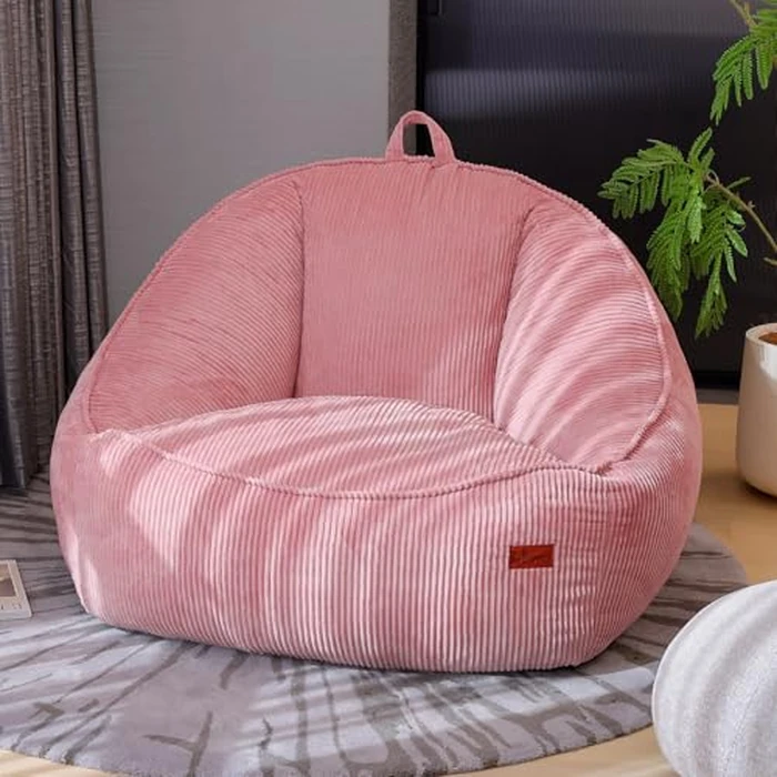 UODERS Bean Bag Chair for Adults & Kids, Giant Plush Corduroy Beanbag Sofa with Filling, Comfy Chairs with Handle for Living Room, Bedroom, Reading & Gaming(L-Pink) by UODERS - Image 9