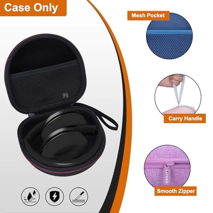 LTGEM Headphone Case Compatible with BERIBES/TOZO/KVIDIO/Beats/Soundcore Anker/JBL Noise Cancelling Over-Ear Headphones, Light Purple by L LTGEM - Image 4