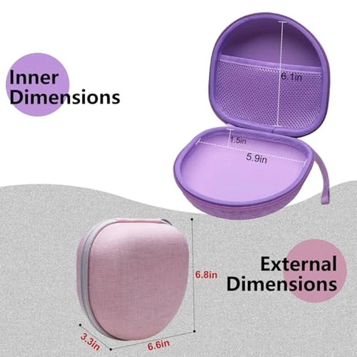 LTGEM Headphone Case Compatible with BERIBES/TOZO/KVIDIO/Beats/Soundcore Anker/JBL Noise Cancelling Over-Ear Headphones, Light Purple by L LTGEM - Image 6