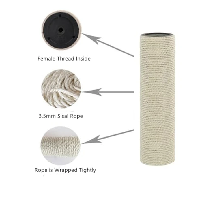 SHENGOCASE 4-Pack Cat Tree Replacement Post 13.8" L, 3.15" Ø Pole with M10 Bolt, Cat Tower Relacement Post, DIY Cat Scratching Post Replacement Part Pole... by SHENGOCASE - Image 4