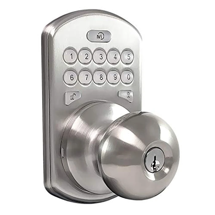MiLocks CKK-02SN Titan Keyless Entry Door Lock - Deadbolt Smart Door Knob Handle with Backlit Electronic Keypad, Adjustable Latch and Audible Tones for Interior Front Doors & More, Satin Nickle by MiLocks - Image 1