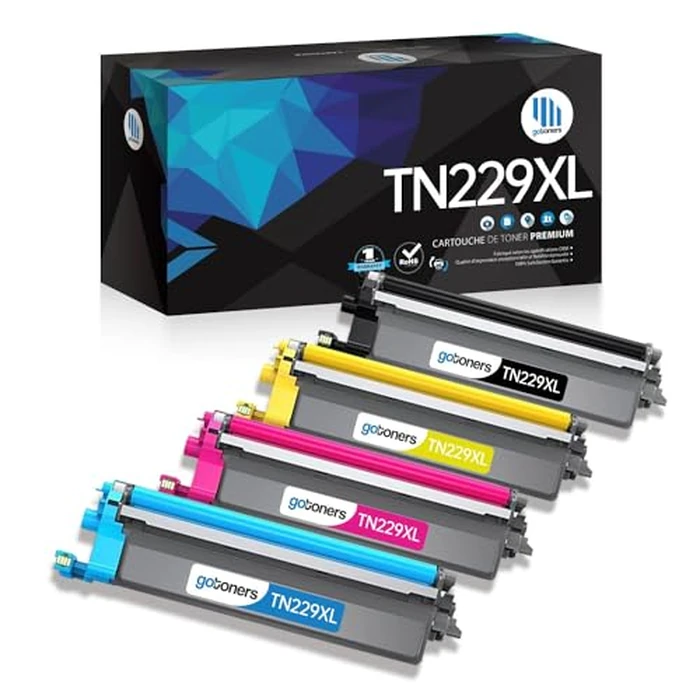 (New CHIP) TN229XL TN229 4 Pack Toner Cartridge Replacement for Brother TN-229XL TN-229 TN229BK Work with MFC-L3780CDW MFC-L3720CDW HL-L3220CDW HL-L3280CDW Priners (High Yield, BK/C/M/Y) by GoToners - Image 1