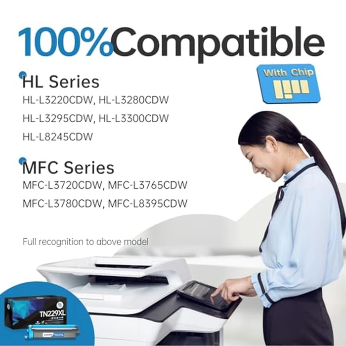 (New CHIP) TN229XL TN229 4 Pack Toner Cartridge Replacement for Brother TN-229XL TN-229 TN229BK Work with MFC-L3780CDW MFC-L3720CDW HL-L3220CDW HL-L3280CDW Priners (High Yield, BK/C/M/Y) by GoToners - Image 3
