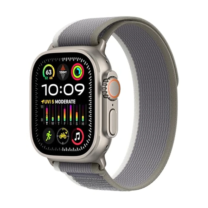 Apple Watch Ultra 2 [GPS + Cellular 49mm] Smartwatch with Rugged Titanium Case & Green/Grey Trail Loop S/M. Fitness Tracker, Precision GPS, Action Button, Extra-Long Battery Life by Apple - Image 1