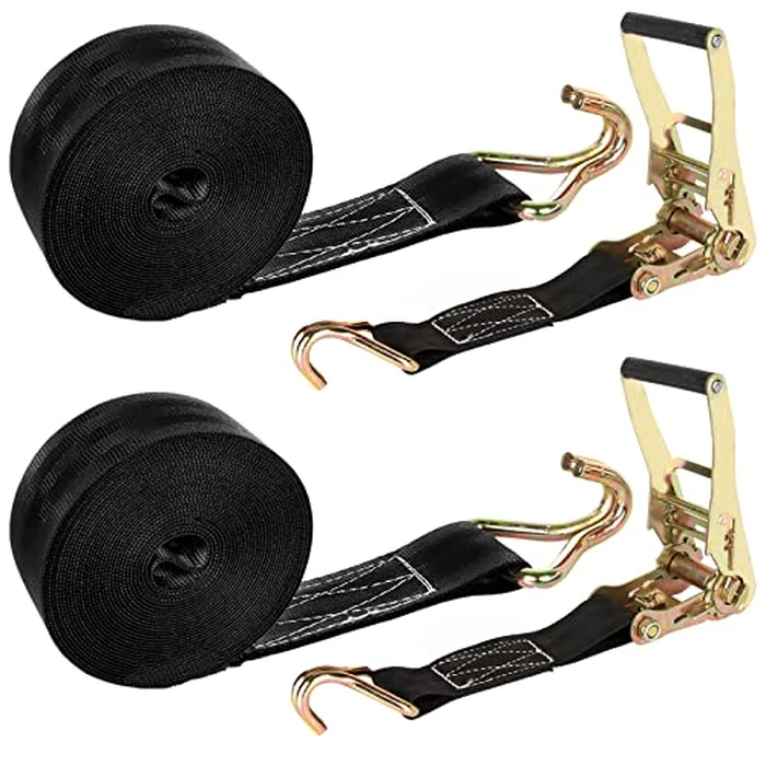 2 Pack 2 Inch Ratchet Straps Heavy Duty 20ft Tie Down Straps Ratchet with Double J Hook, 8000 LBS Break Strength, Cargo Ratchet Straps for Moving, Truck, Trailers, Motorcycles, Kayaks, Car Roof by LISHINE - Image 1