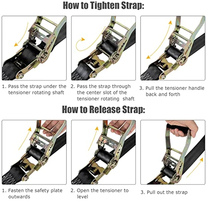 2 Pack 2 Inch Ratchet Straps Heavy Duty 20ft Tie Down Straps Ratchet with Double J Hook, 8000 LBS Break Strength, Cargo Ratchet Straps for Moving, Truck, Trailers, Motorcycles, Kayaks, Car Roof by LISHINE - Image 6