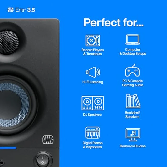 PreSonus Eris 3.5 Studio Monitors, Pair - Powered, Active Monitor Speakers for Near Field Music Production, Desktop Computer, Hi-Fi Audio by PreSonus - Image 3