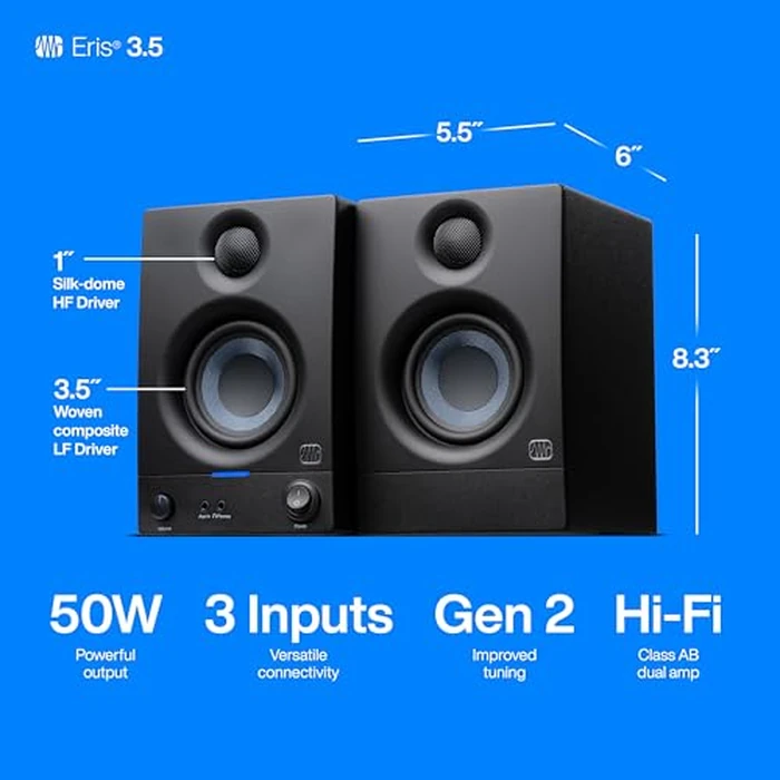 PreSonus Eris 3.5 Studio Monitors, Pair - Powered, Active Monitor Speakers for Near Field Music Production, Desktop Computer, Hi-Fi Audio by PreSonus - Image 5