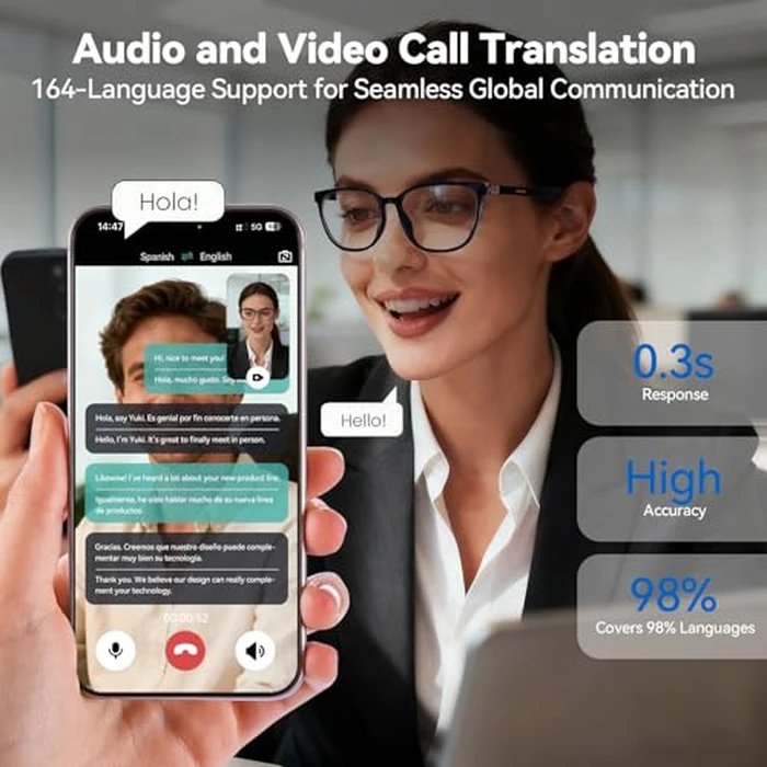 KWENRUN AI Smart Glasses for Men & Women - Powered by ChatGPT, Real-Time Translation, Bluetooth Glasses with Photochromic Lens, Music & Hands-Free Calling, UV & Blue Light Protection, Thin Temples by KWENRUN - Image 3