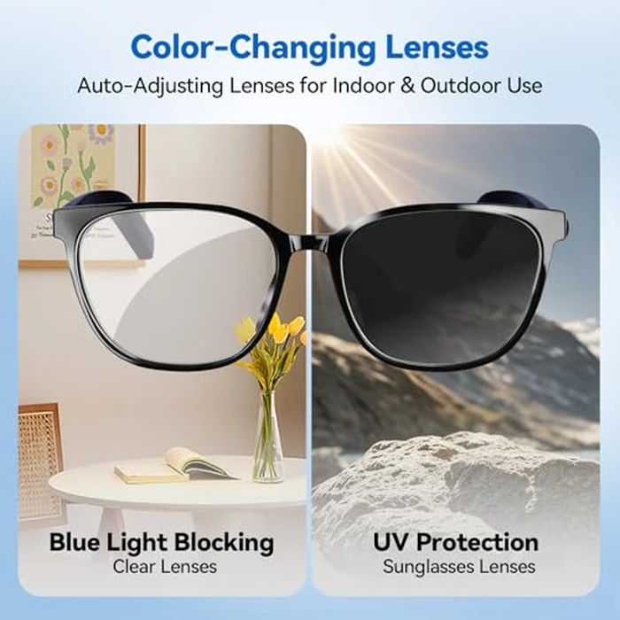KWENRUN AI Smart Glasses for Men & Women - Powered by ChatGPT, Real-Time Translation, Bluetooth Glasses with Photochromic Lens, Music & Hands-Free Calling, UV & Blue Light Protection, Thin Temples by KWENRUN - Image 7