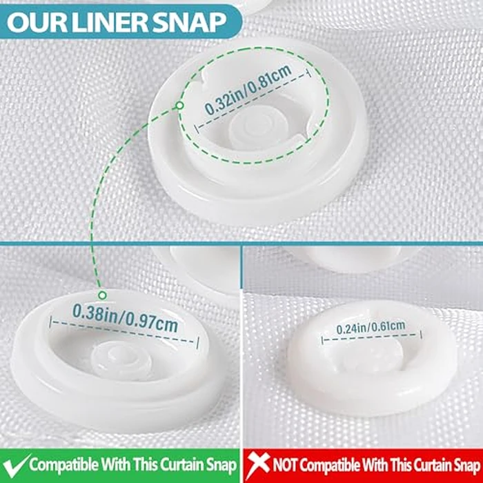 1 Pack Hotel Fabric Snap in Shower Curtain Liner Replacement Removable Water Repellent Liner for Bathroom Shower Curtain Liner 35W X 54H(35Wx54H (for 36(W) x74(H) Shower Curtain)) by Conbo Mio - Image 5