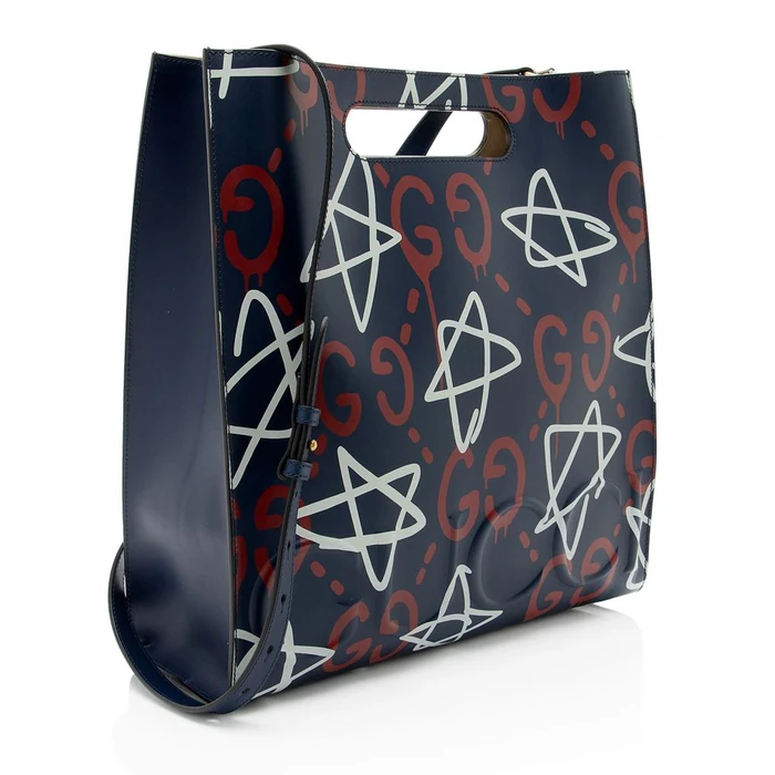 Gucci Leather Ghost Medium Tote - Leather - Red/White/Blue by Gucci - Image 2