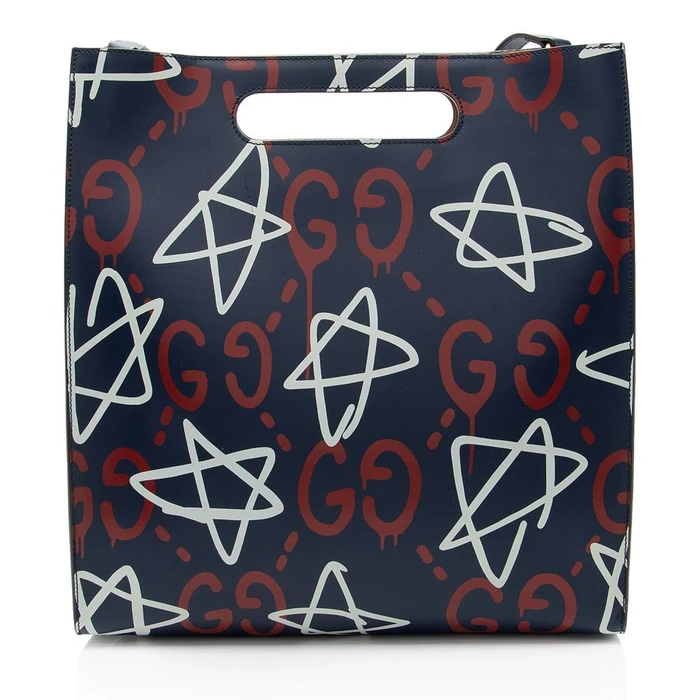 Gucci Leather Ghost Medium Tote - Leather - Red/White/Blue by Gucci - Image 3