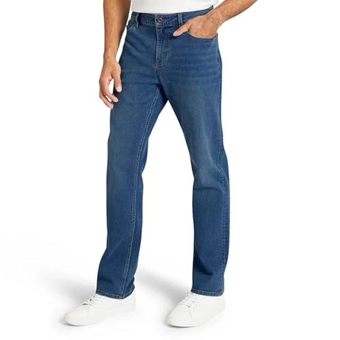 Izod Men's 5 Pocket Relaxed Fit Stretch Waist Denim Jeans, Bering Sea, 34W x 32L by IZOD - Used - Like New condition - US$33.25