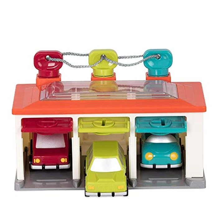 Battat - Car & Color Sorting Playset - Cause - and - Effect Toy - Push & Go Cars - Color - Coded Matching - 2+ Years - 3 - Car Garage, Red by Battat - Used - Like New condition - US$16.14