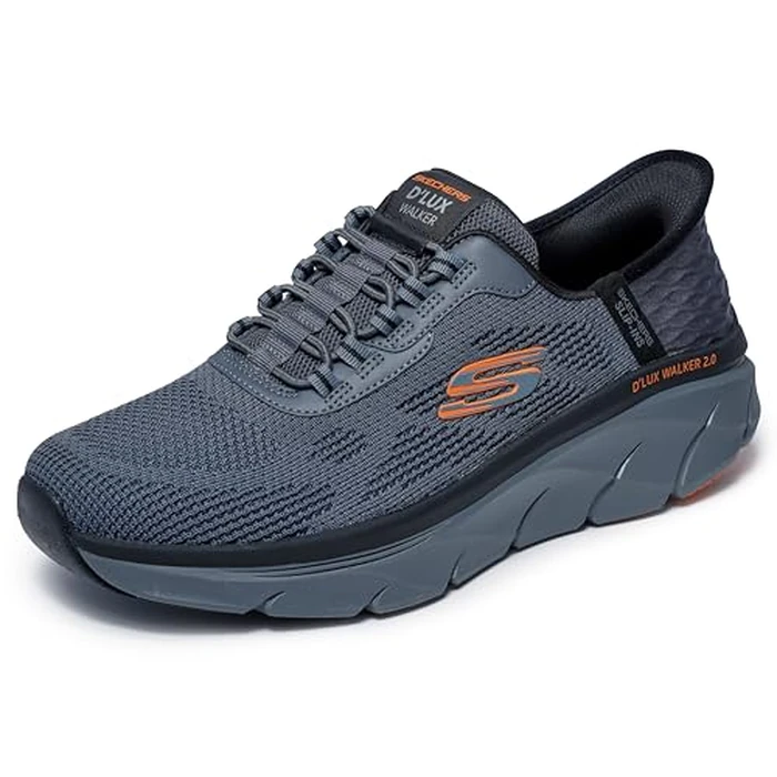 Skechers Men's D'lux Walker 2.0 Rezinate Hands Free Slip-in, Charcoal/Orange, 10 X-Wide by Skechers - Image 1