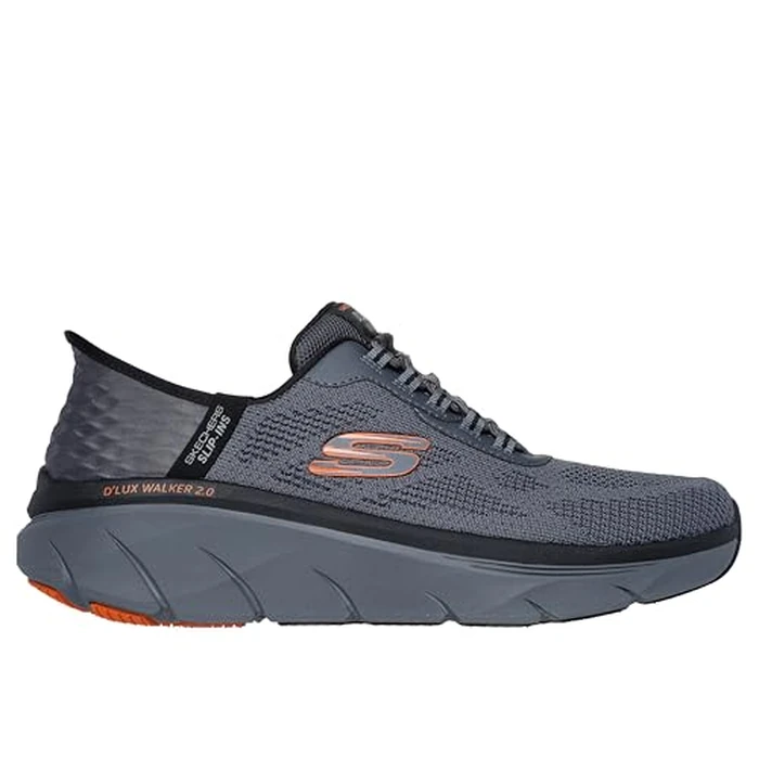 Skechers Men's D'lux Walker 2.0 Rezinate Hands Free Slip-in, Charcoal/Orange, 10 X-Wide by Skechers - Image 2