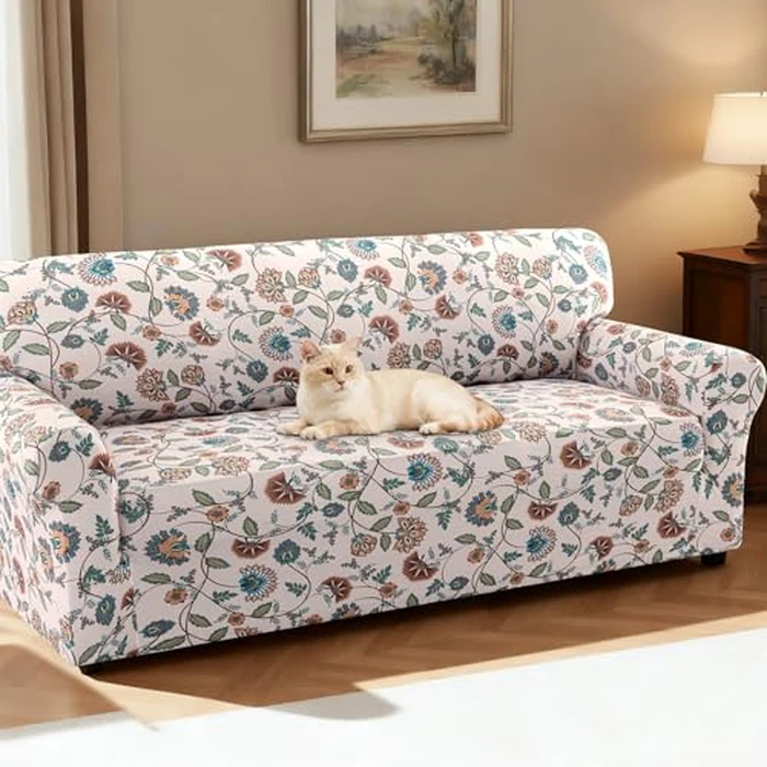 H.VERSAILTEX Printed Couch Covers for Sofa Printed Sofa Cover High Stretch Couch Cover for 3 Cushion Couch Washable Sofa Slip Covers Furniture Protector(Cottage Charm,Sofa) by H.VERSAILTEX - Image 2