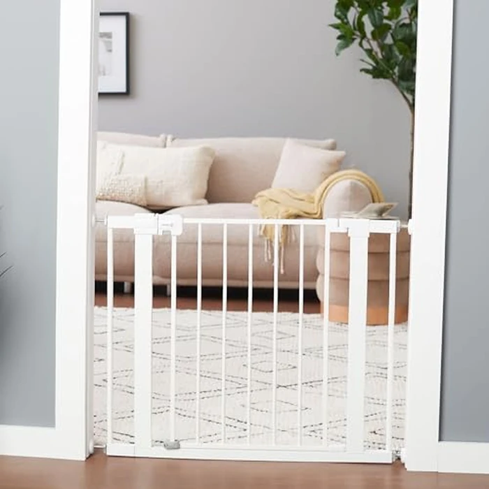 Safety 1st Easy Install Walk Thru Baby Gate for Doorway With Door, Dog Gates, Fits 29"-38", Easy Install 28" Tall, White by Safety 1st - Image 3